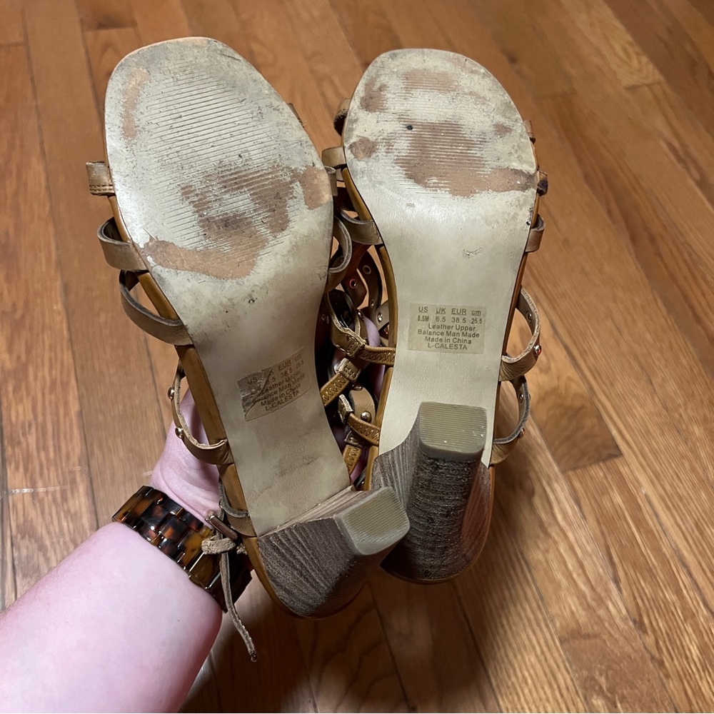 Franco Sarto Strappy Studded High Heel Shoes Sandals - Picture 7 of 12